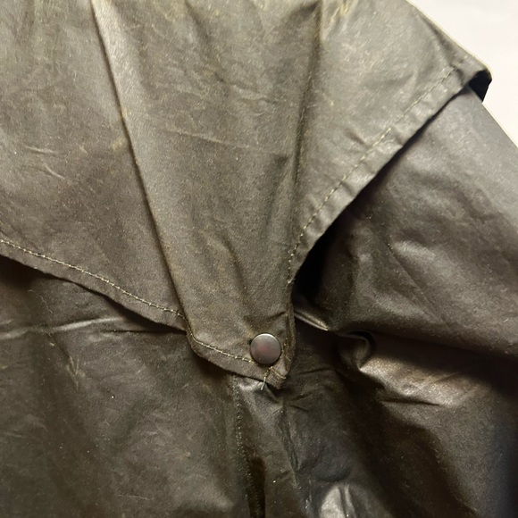 New wax cotton raincoat green lined hood Scotland Wathne MED / Barbour quality - Picture 14 of 16